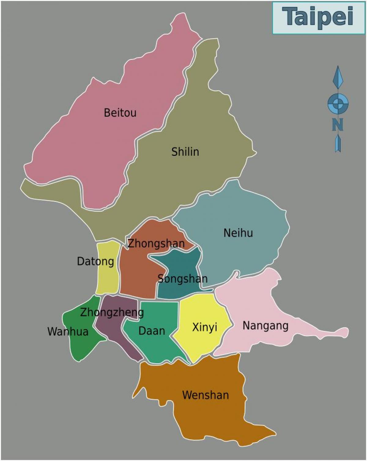 તાઇપેઈ શહેર જિલ્લા નકશો